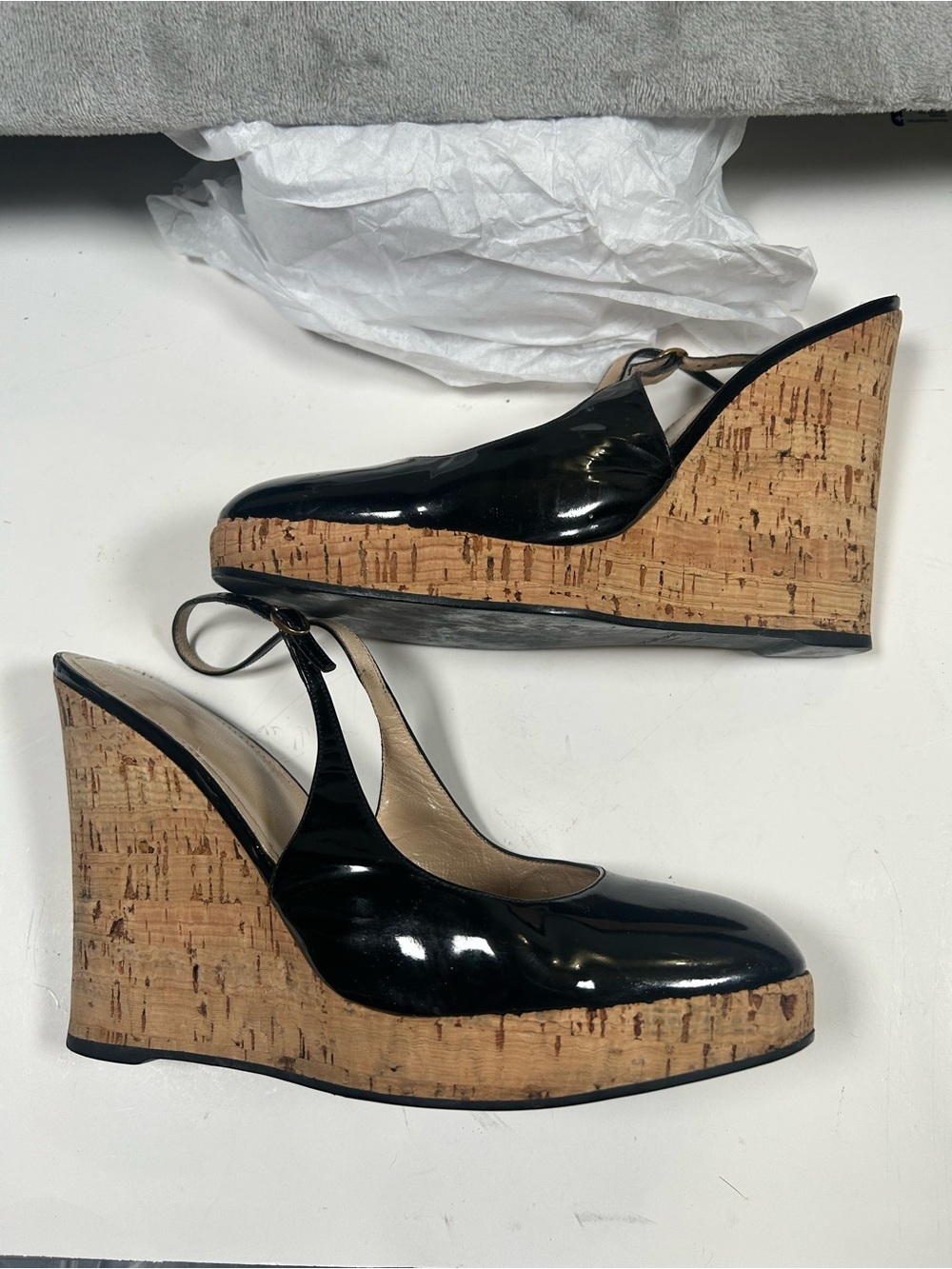 Yves Saint Laurent Black Patent Leather Slingback Clog Mules - Picture 3 of 16